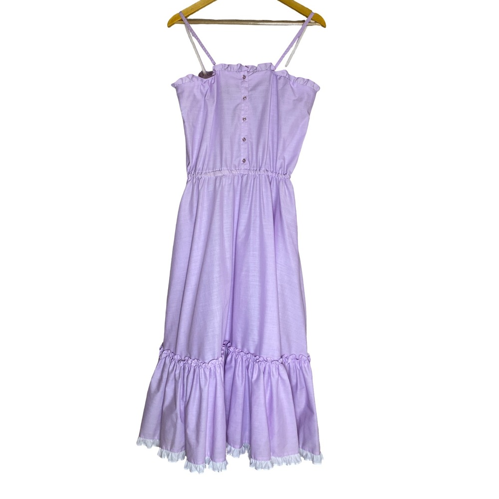 Howard Wolf Vintage Lavender Ruffle Tiered Midi Dress Prairie Cottage Milkmaid S